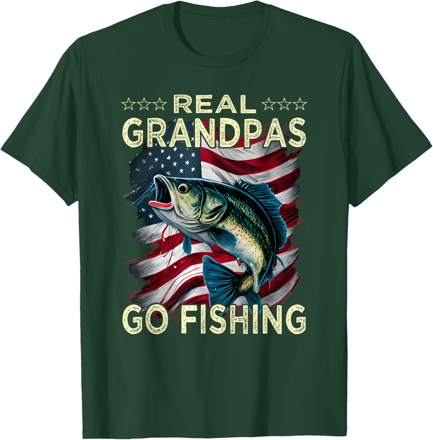 Real Grandpas Go Fishing - Largemouth Bass T-Shirt - T-Shirt | Forest