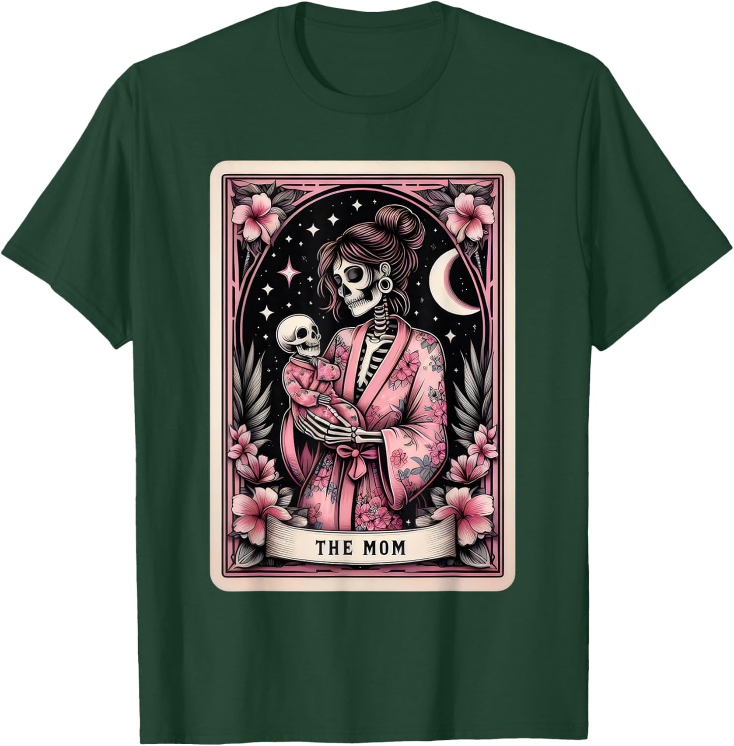 The Mom Tarot Card Skeleton Mama Coffee Happy Mother's Day T-Shirt - T-Shirt | Forest