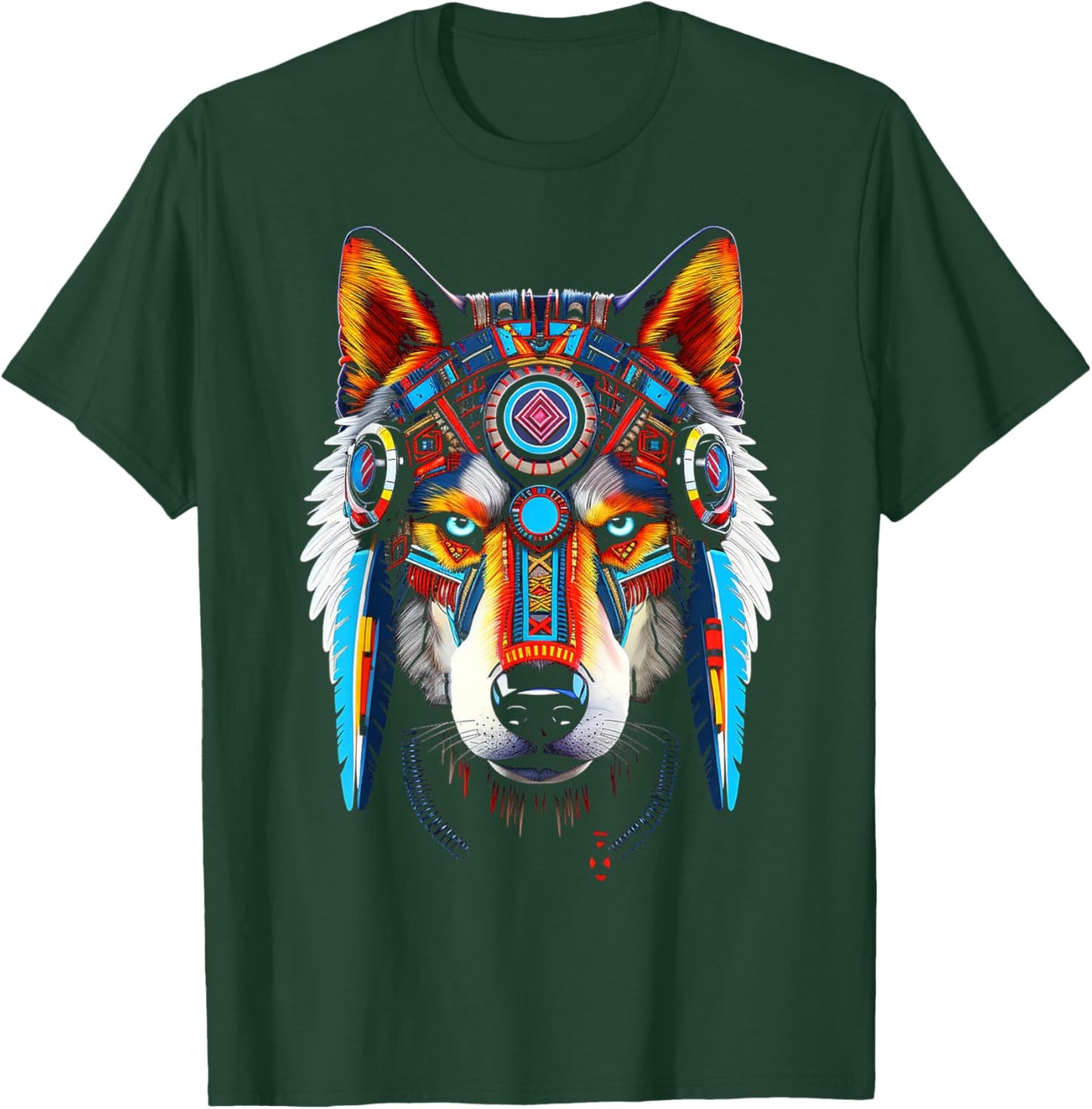 Wolf Anime Abstract Art Animal Face Graphic Wolf T-Shirt - T-Shirt | Forest