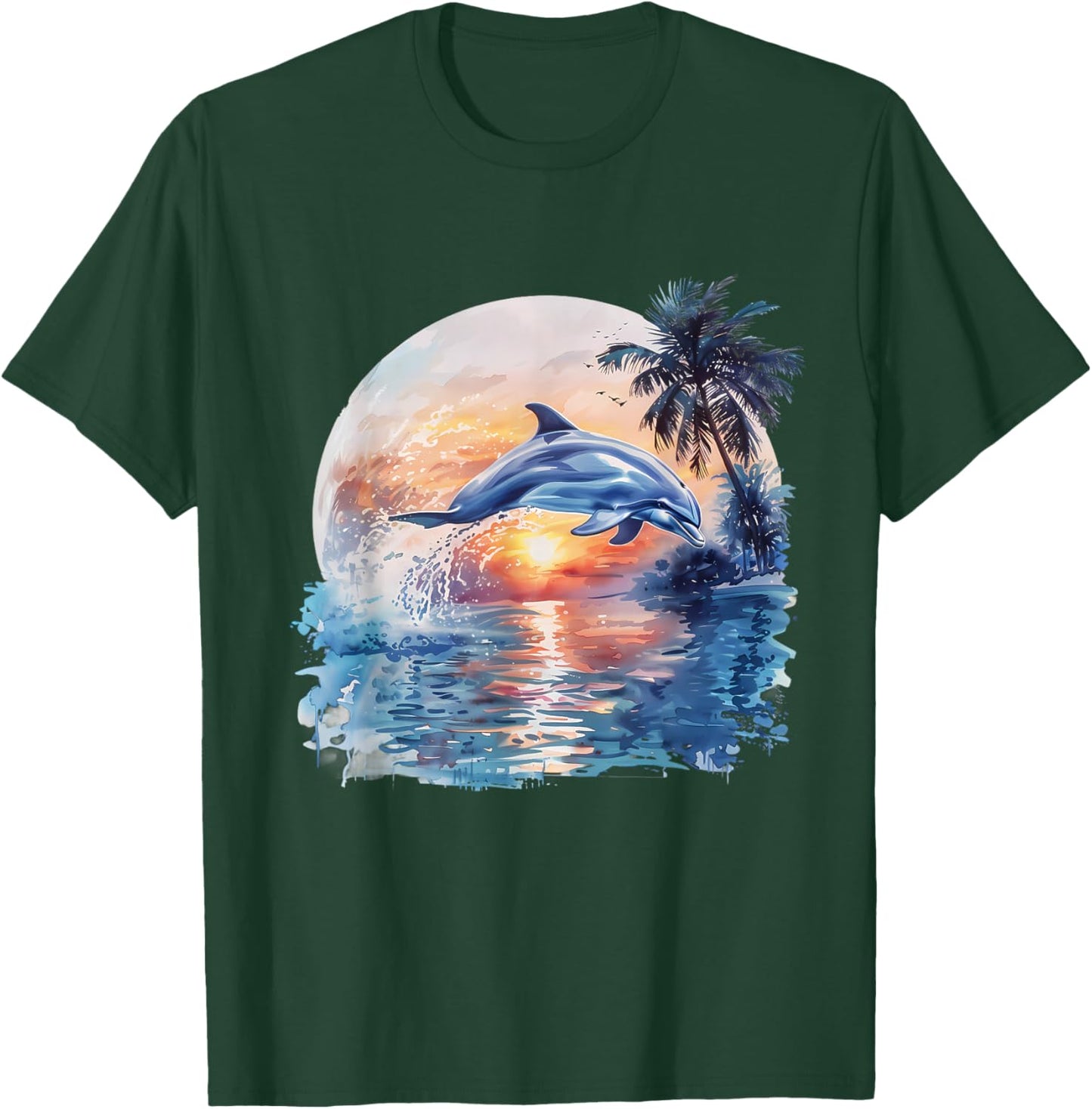 Dolphin Sunset Ocean Sea Dolphin Sea Ocean Animal Lover T-Shirt - T-Shirt | Forest