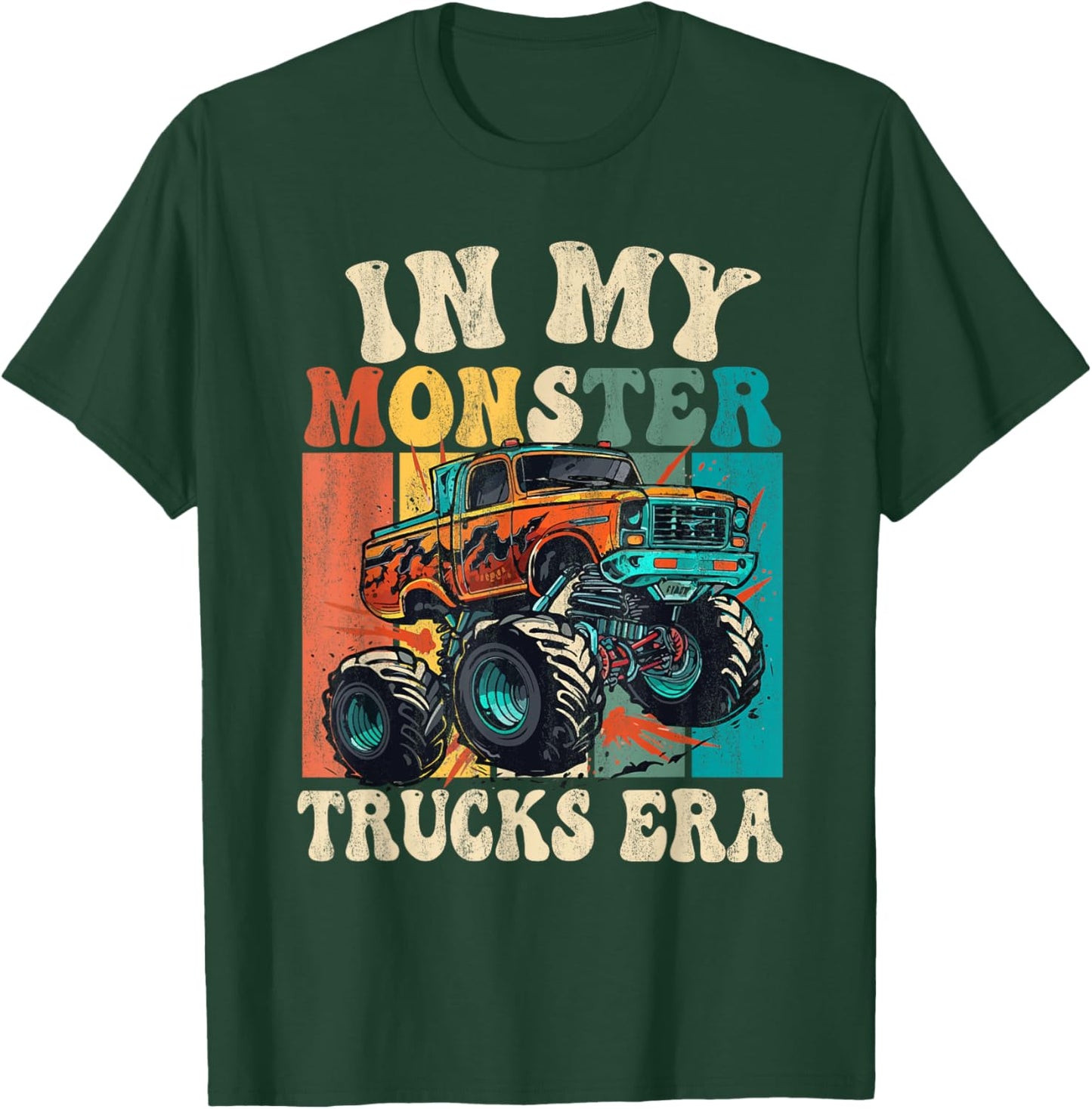 In My Monster Trucks Era Vintage Retro Monster Truck T-Shirt - T-Shirt | Forest