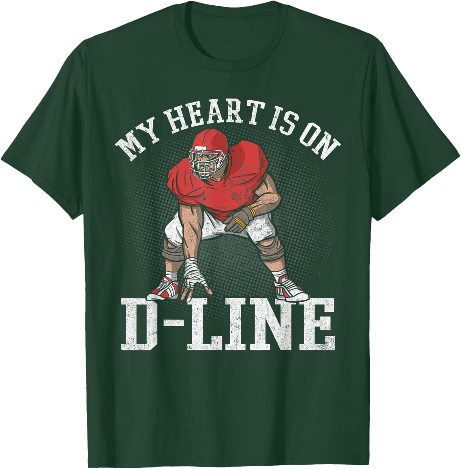 My Heart Is On D-Line Lineman Vintage Distressed Apparel T-Shirt - T-Shirt | Forest