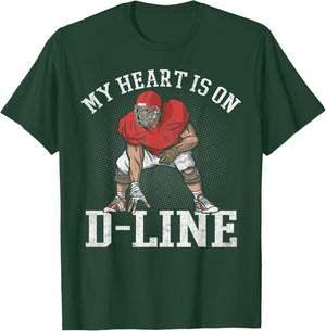 My Heart Is On D-Line Lineman Vintage Distressed Apparel T-Shirt - T-Shirt | Forest