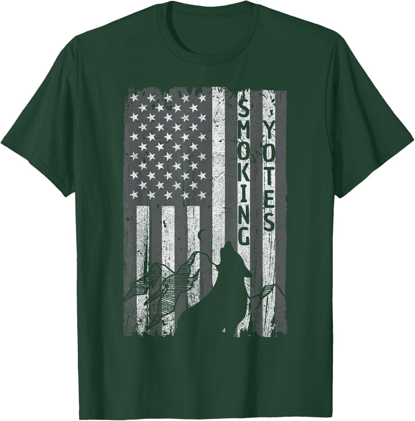 Vintage US Flag Coyote Hunting Hunter Hunters Gift T-Shirt - T-Shirt | Forest