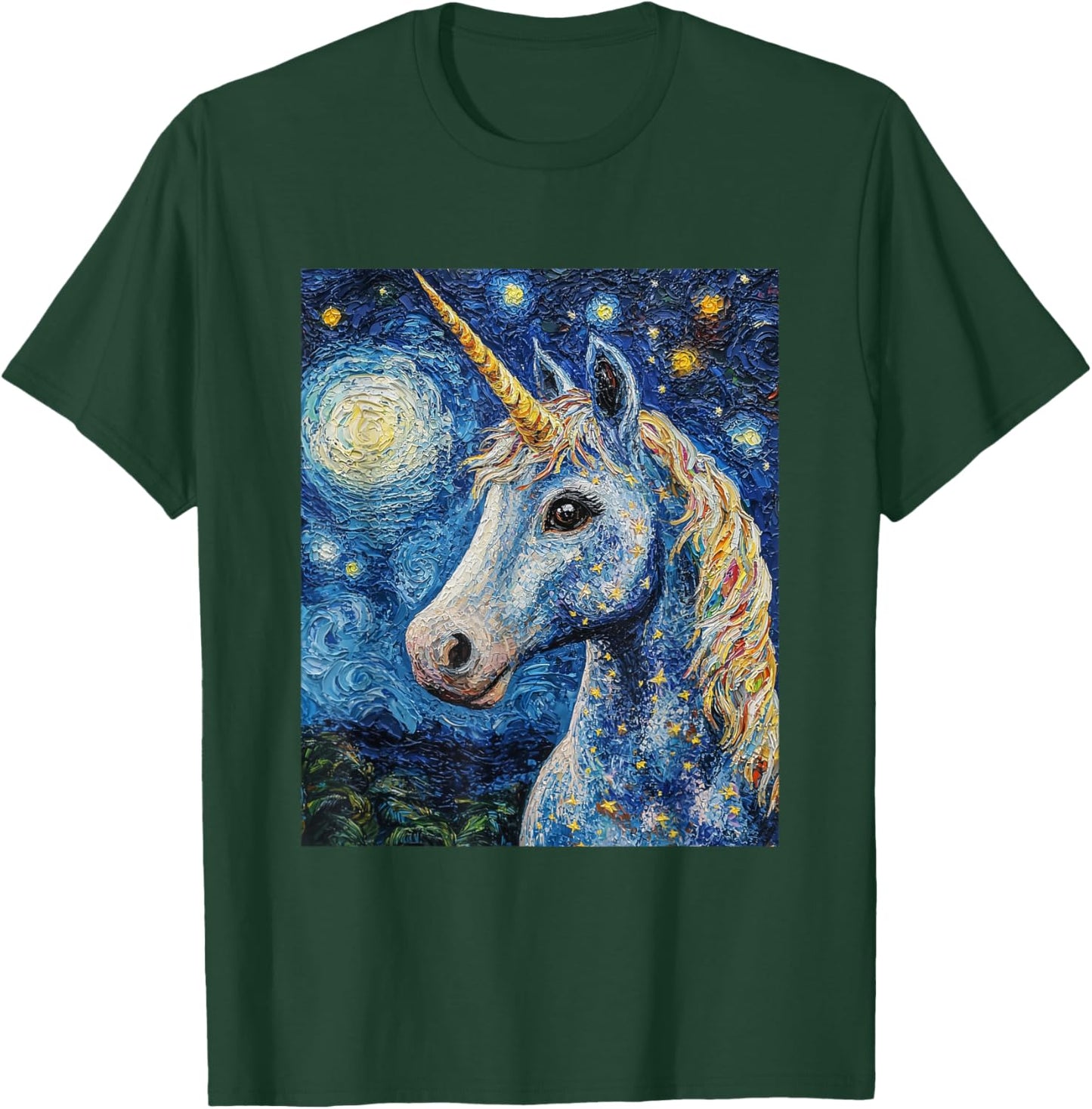 Cute Unicorn - Van Gogh Style - Starry Night T-Shirt - T-Shirt | Forest
