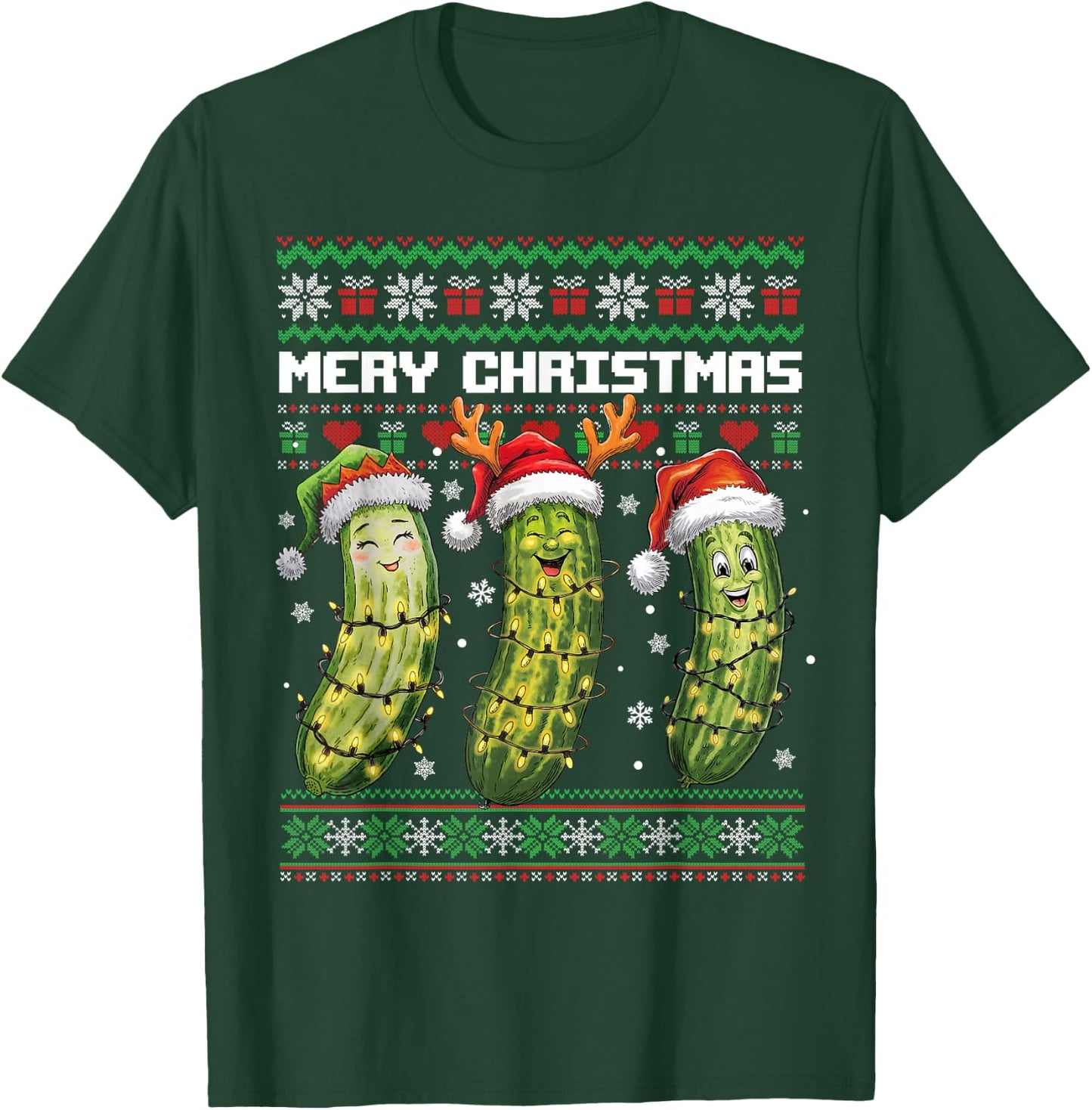 Pickle Lovers Funny Christmas Pajama Family Grandma Mom Kids T-Shirt - T-Shirt | Forest