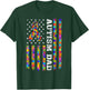 Proud Autism Dad Puzzle Piece Ribbon US American Flag Women Kids Men T-Shirt - T-Shirt | Forest