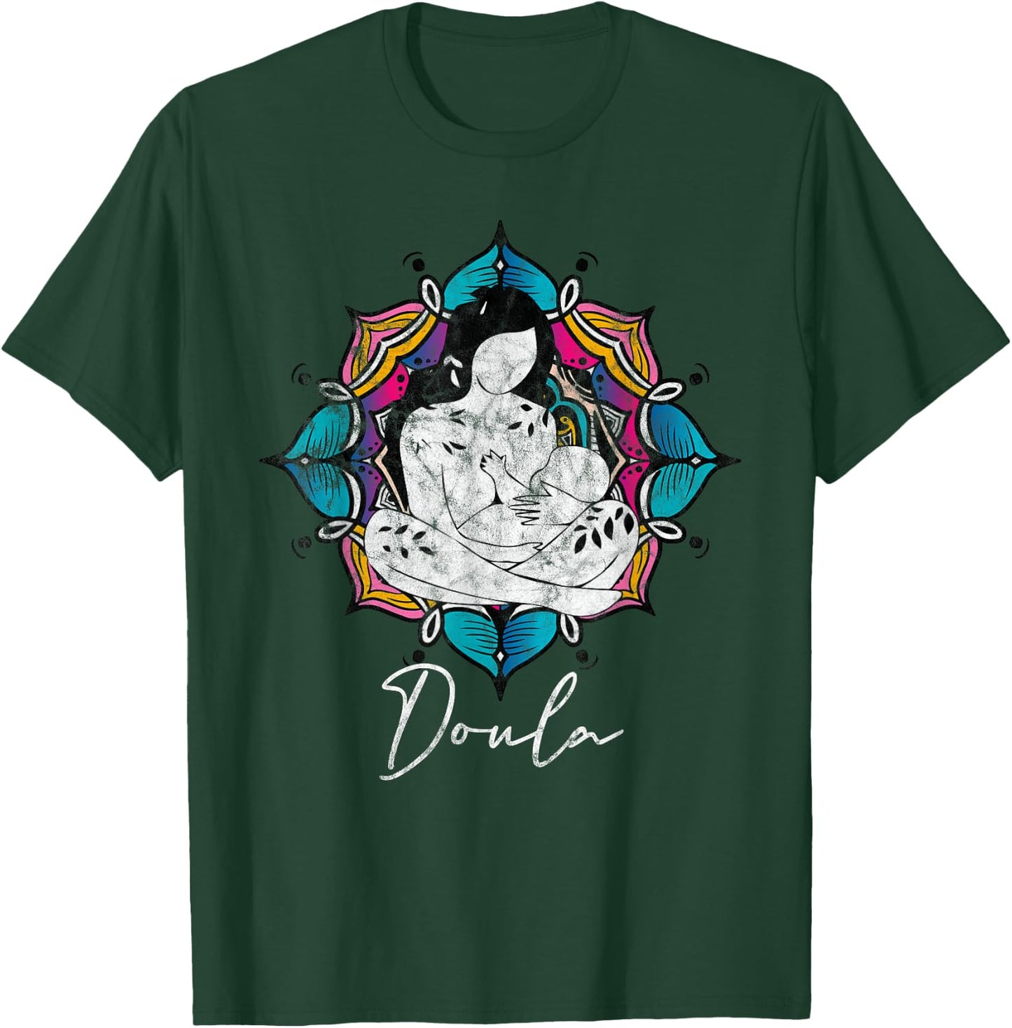 Doula Floral Birth Companion Gift Birth Coach Assistant T-Shirt - T-Shirt | Forest