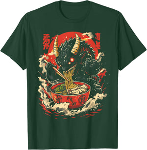 Kaiju Eating Ramen Funny Japanese Monster Lover Birthday T-Shirt - T-Shirt | Forest