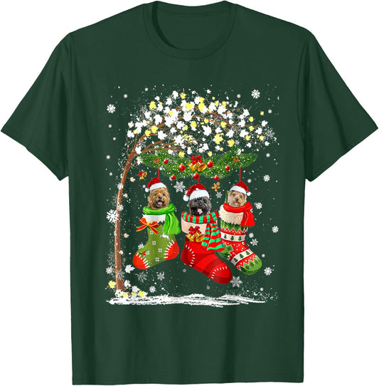Funny Cairn Terrier Dog Tree Christmas Lights Xmas Pajama T-Shirt - T-Shirt | Forest
