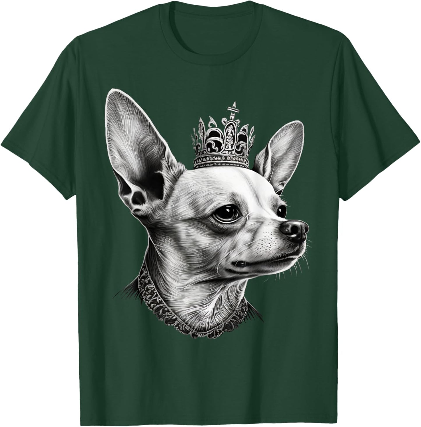Black and White Chihuahua Dog on Crown Chihuahua T-Shirt - T-Shirt | Forest