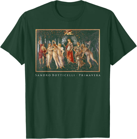 Primavera - Sandro Botticelli Black Metal Art Cover Mythic T-Shirt - T-Shirt | Forest