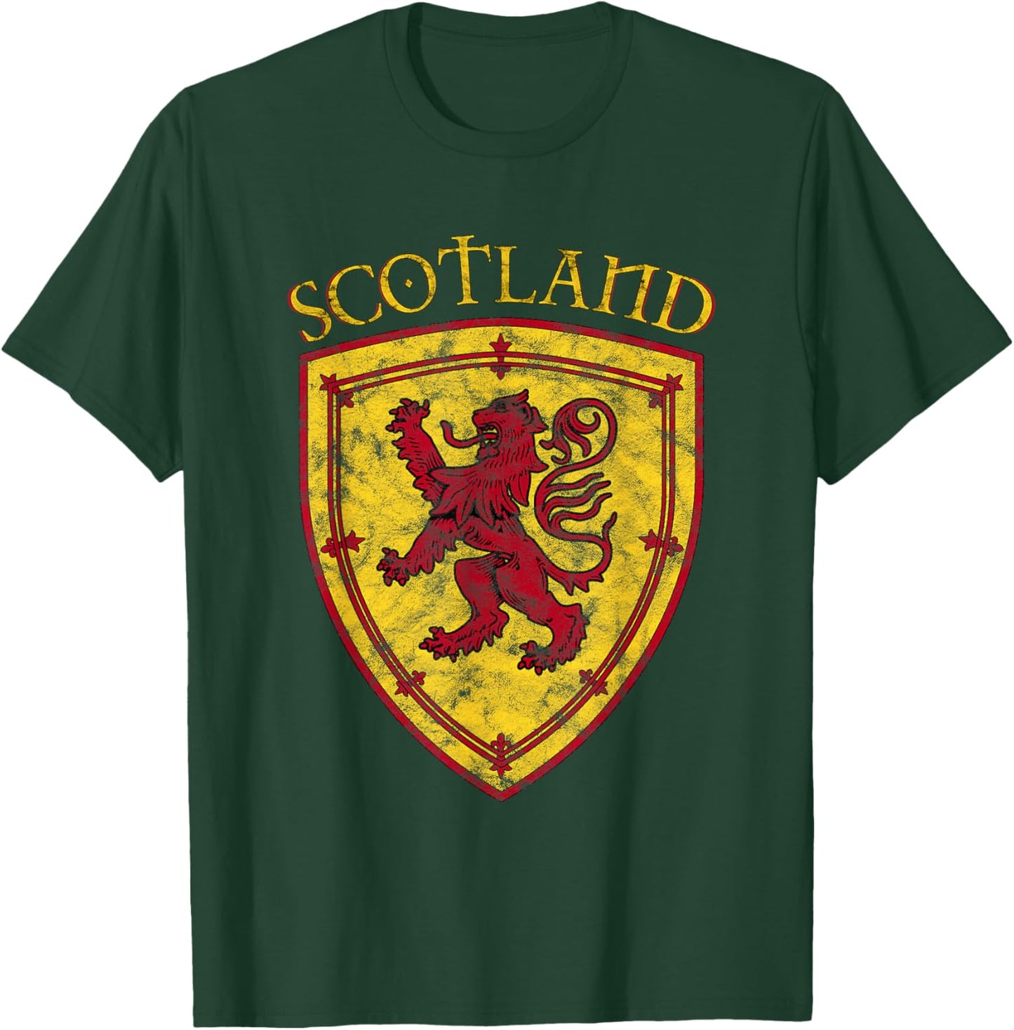 Scottish Rampant Lion Scotland Coat of Arms Banner T-Shirt - T-Shirt | Forest