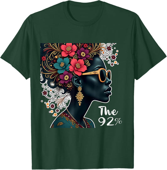 The 92 Percent – The 92 Percent Floral Logo w/ Black Women T-Shirt - T-Shirt | Forest