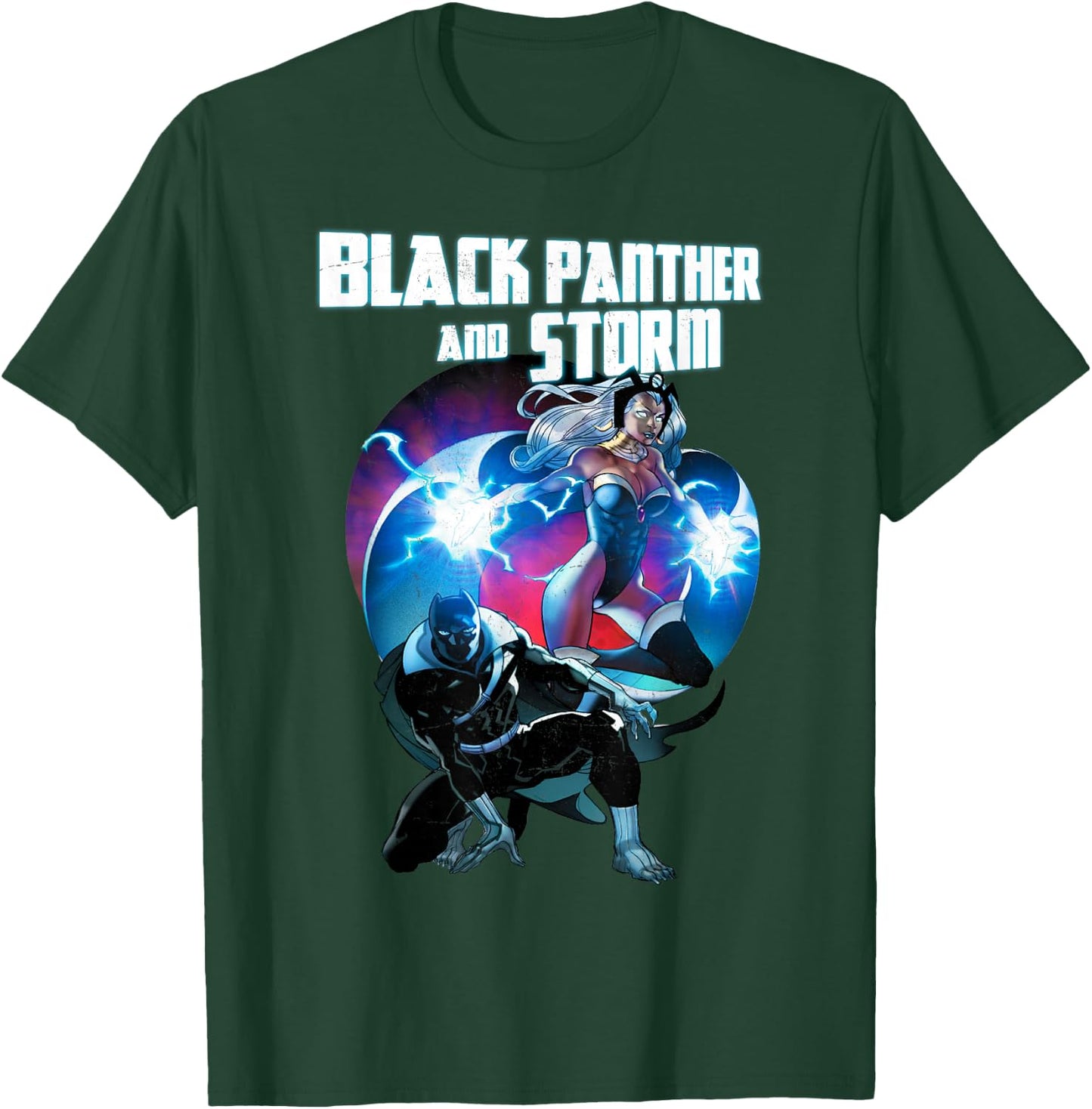 Marvel Black Panther and Storm Lightning Portrait T-Shirt - T-Shirt | Forest