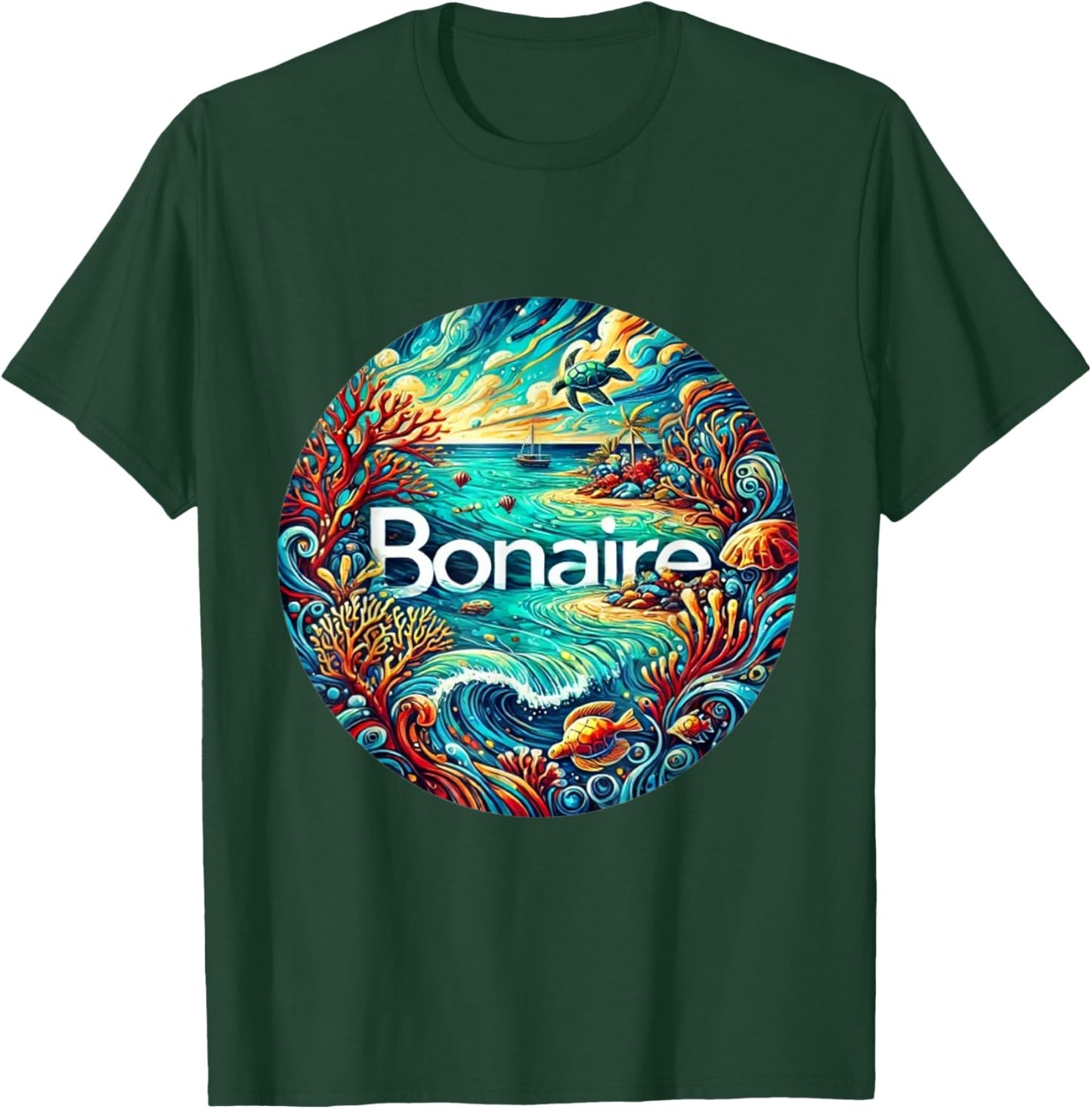 Bonaire ABC Dutch Islands artistic T-Shirt - T-Shirt | Forest