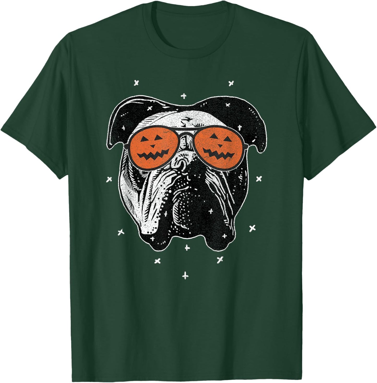 English Dog Wearing Pumpkin Sunglasses | Halloween Bulldog Women Kids T-Shirt - T-Shirt | Forest