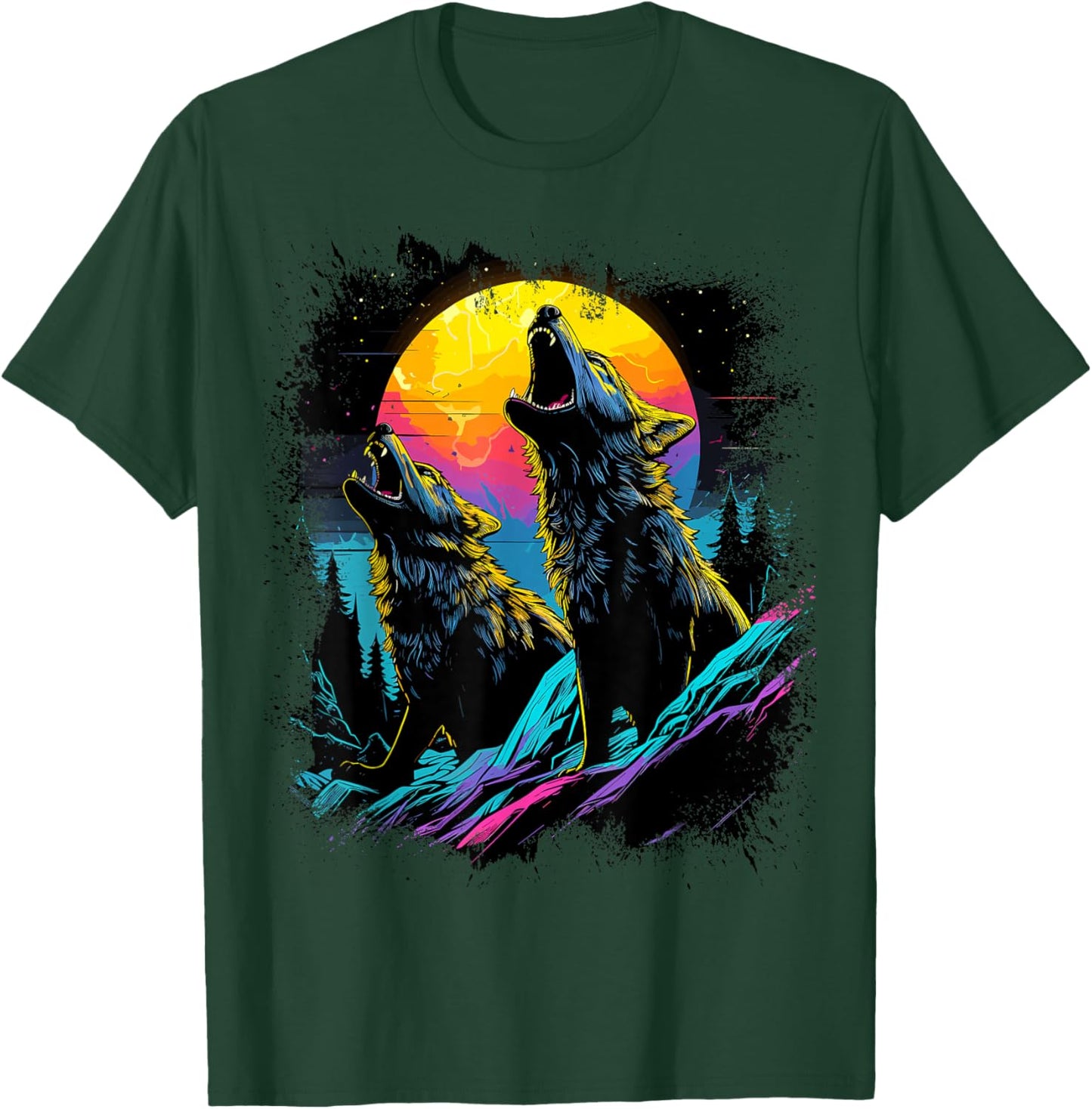 Wolves Moon Howling Wolf T-Shirt - T-Shirt | Forest