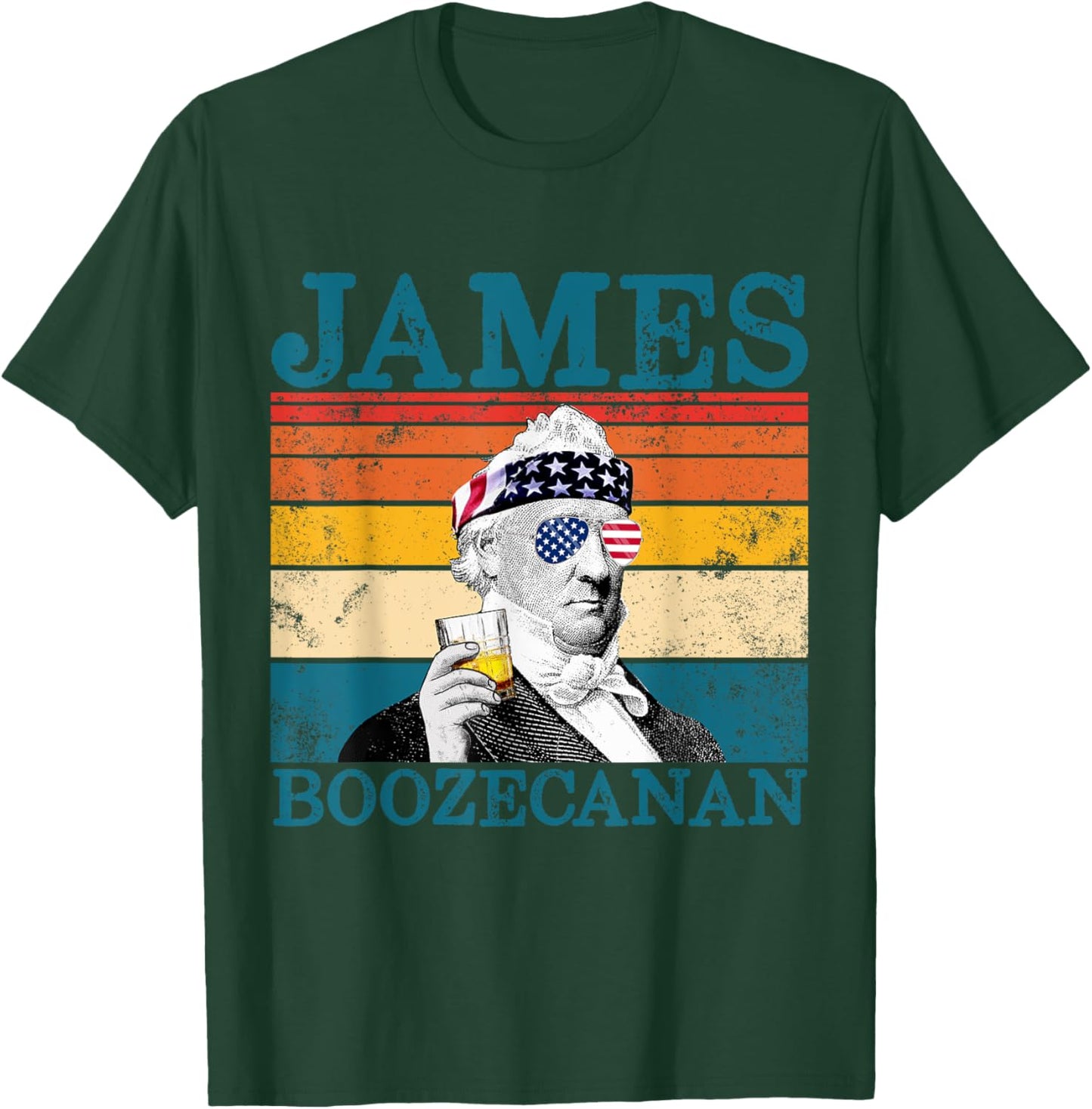 James Boozecanan Patriotic Retro Drinking President Buchanan T-Shirt - T-Shirt | Forest