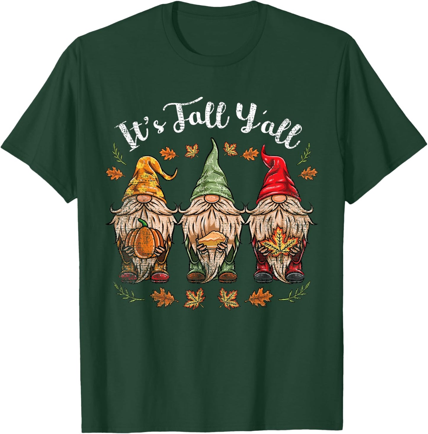 Its Fall Y'all Gnomes Thanksgiving T-Shirt - T-Shirt | Forest