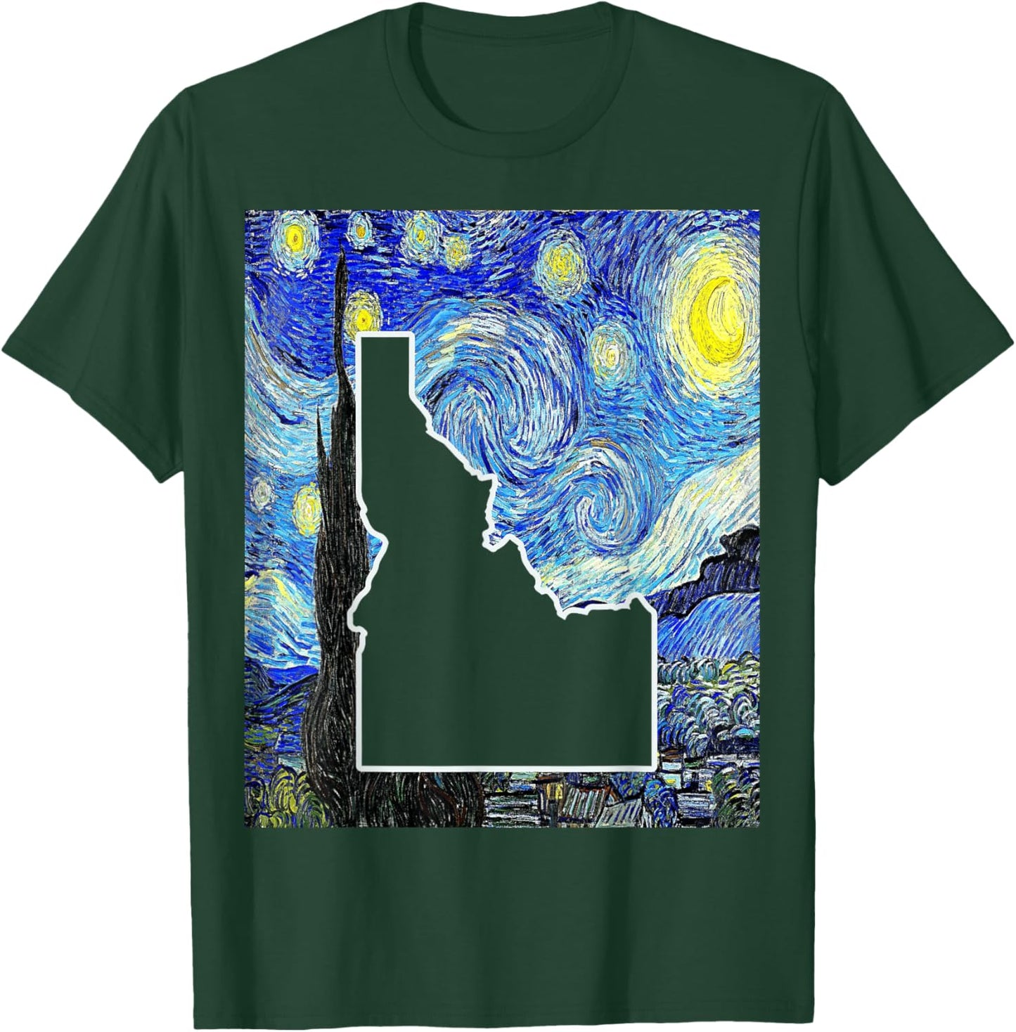 Idaho State Starry Night Idaho Map Idahoan T-Shirt - T-Shirt | Forest