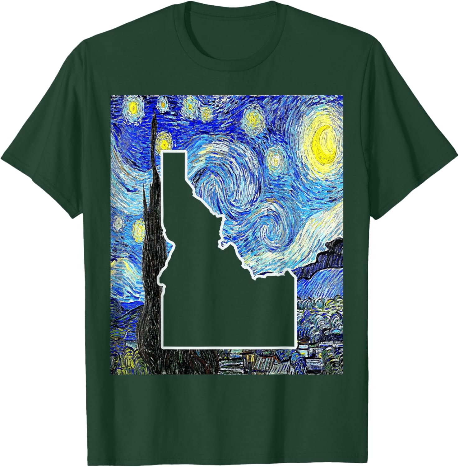 Idaho State Starry Night Idaho Map Idahoan T-Shirt - T-Shirt | Forest