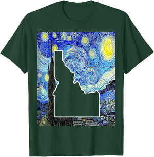 Idaho State Starry Night Idaho Map Idahoan T-Shirt - T-Shirt | Forest