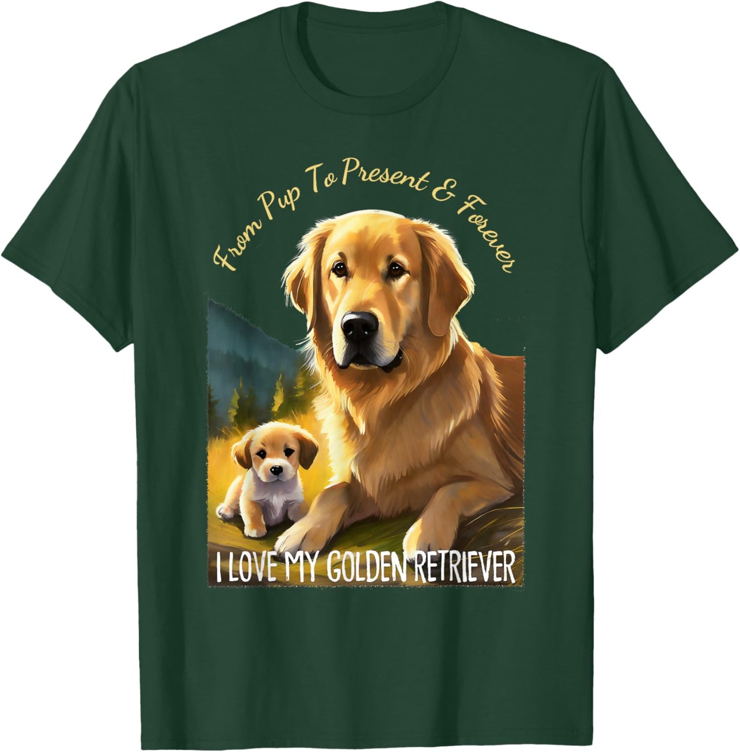 I Love My Golden Retriever Dog Men Women Girls Kids T-Shirt - T-Shirt | Forest