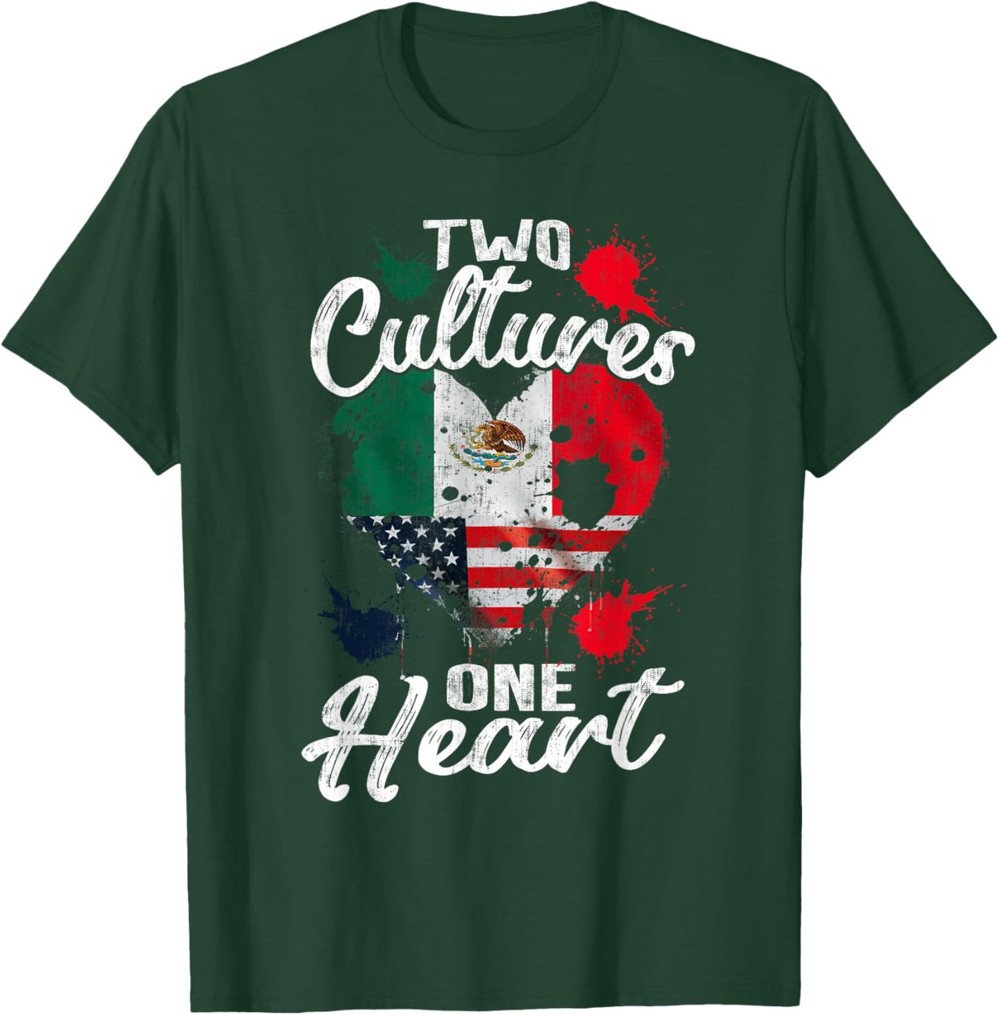 Zwei Kulturen EIN Herz Mexico USA Mexican American T-Shirt - T-Shirt | Forest
