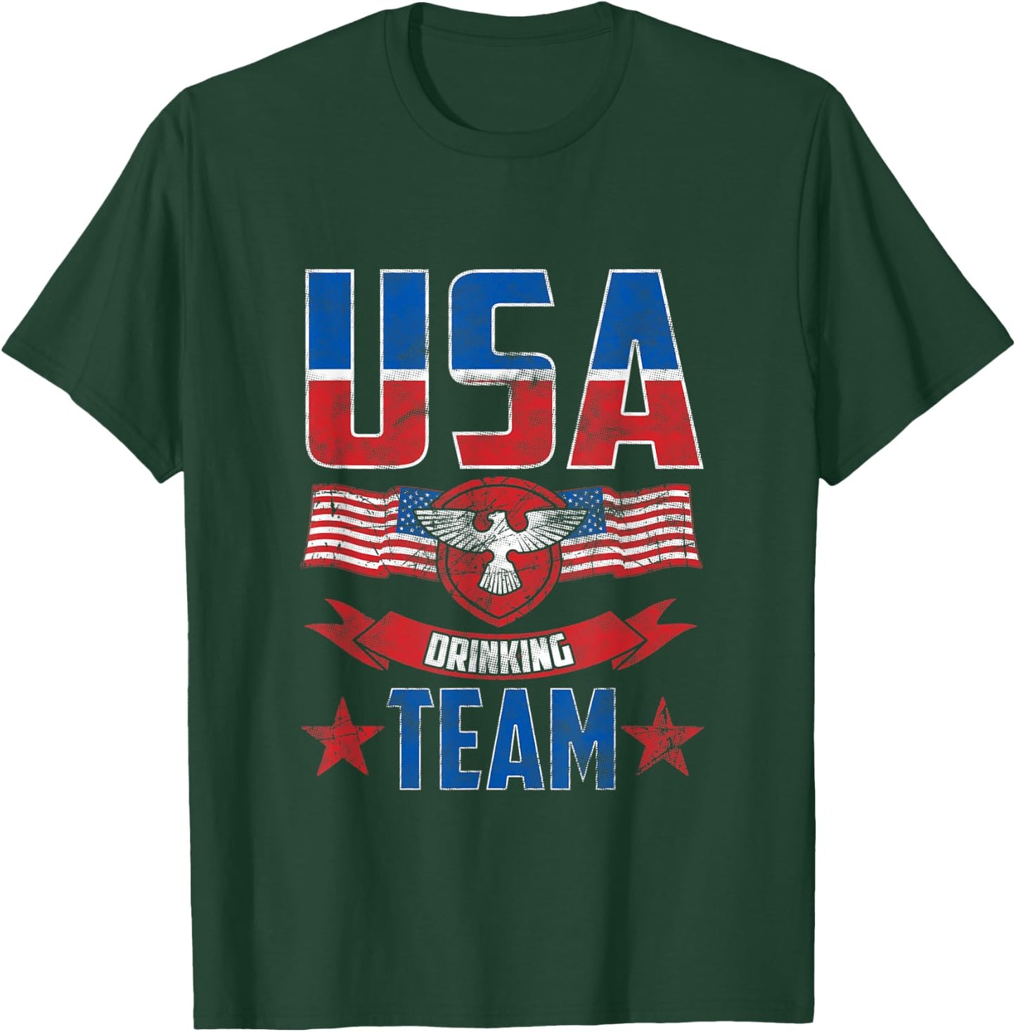 Beer Gift Funny USA Drinking Team Patriotic Beer Wine Lover Women Men T-Shirt - T-Shirt | Forest