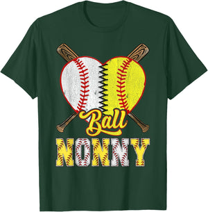 Nonny Of Both Ball Nonny Half Baseball Softball T-Shirt - T-Shirt | Forest