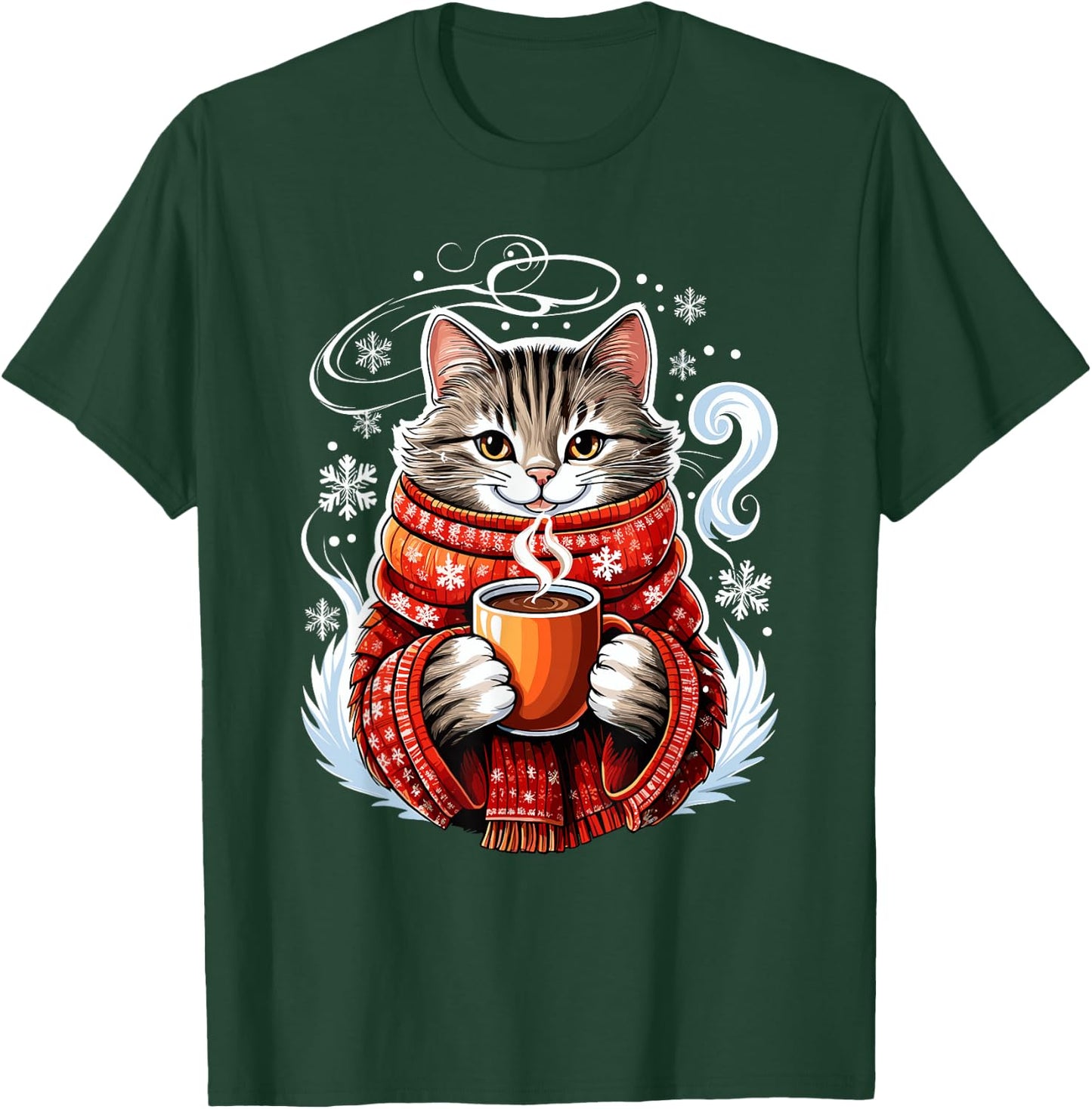 Cozy Cat Fun Winter Design T-Shirt - T-Shirt | Forest