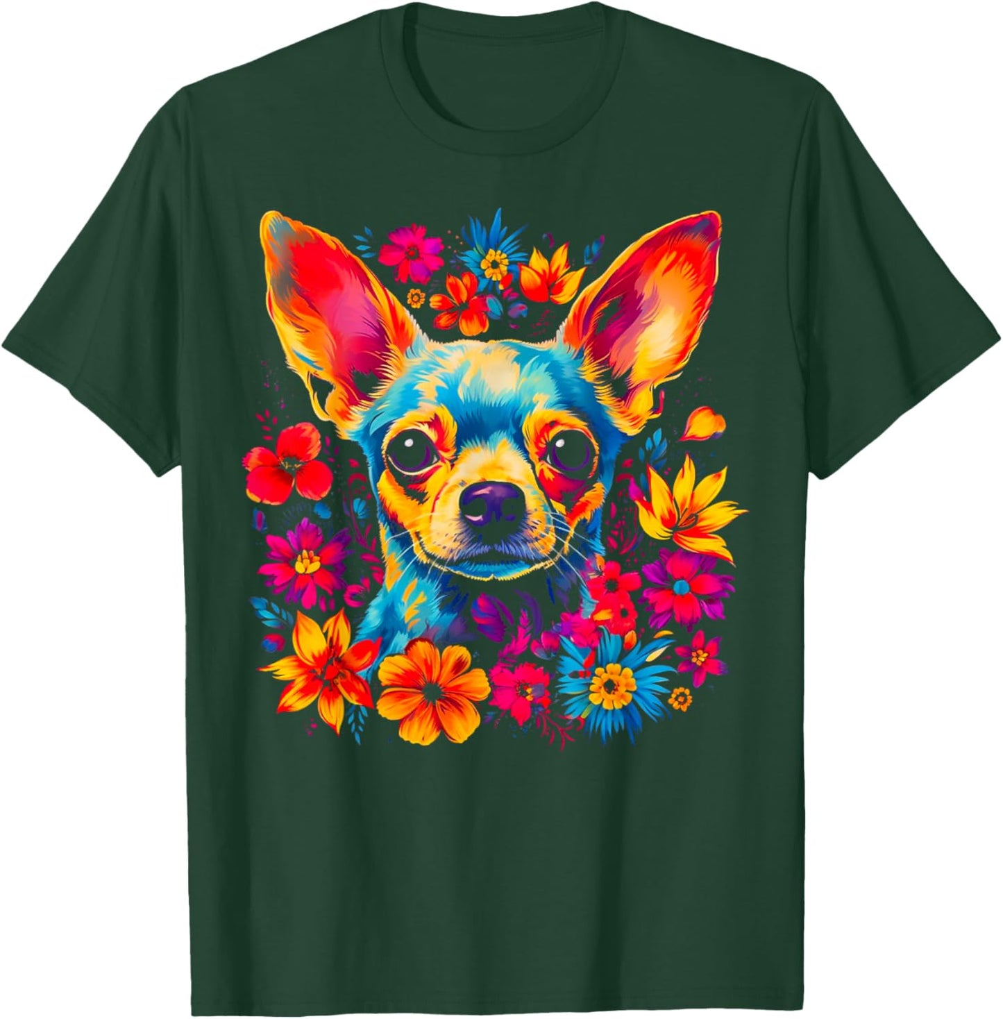 Chihuahua Dog Flowers T-Shirt - T-Shirt | Forest