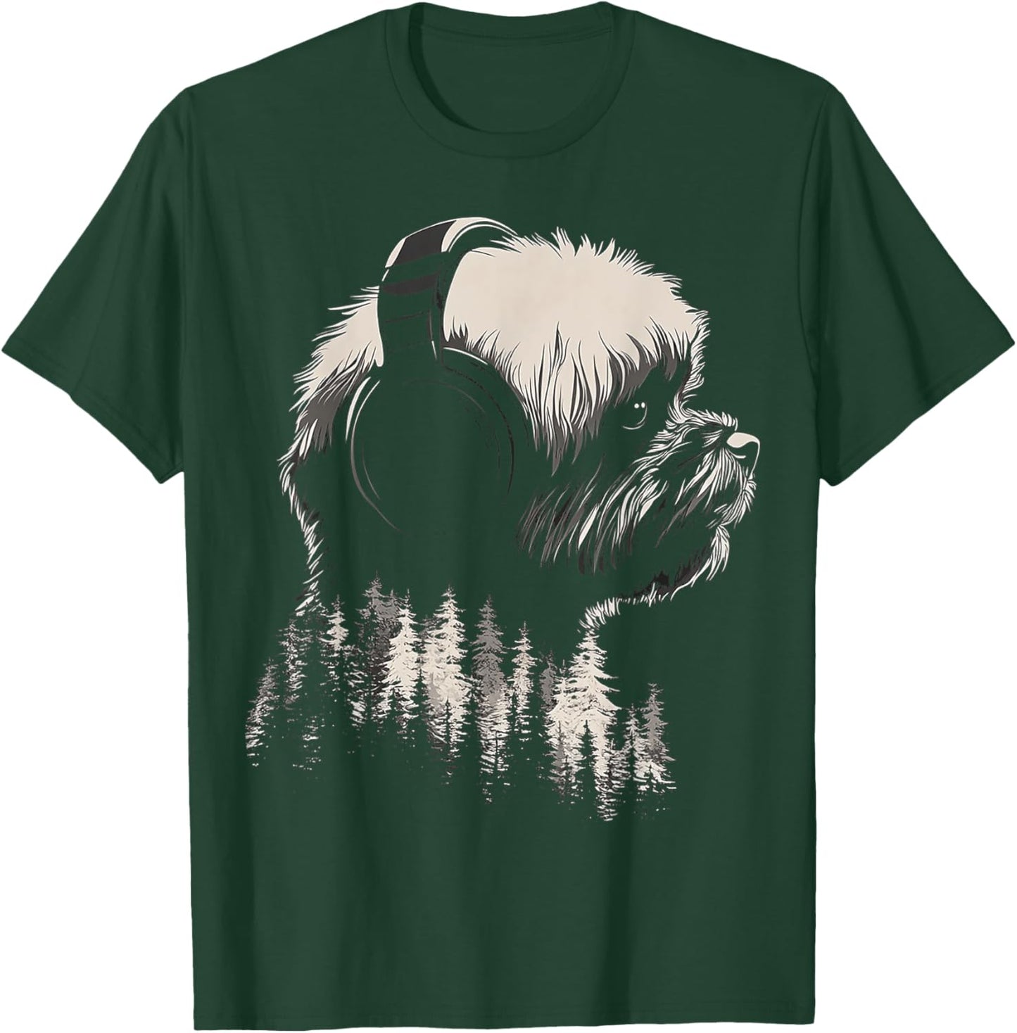 Shih Tzu Dog Motif Pet Art Music Headphone Shih Tzu T-Shirt - T-Shirt | Forest