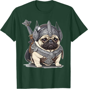 Pug Viking Warrior Norse Viking Pug With Sword Armor Helmet T-Shirt - T-Shirt | Forest