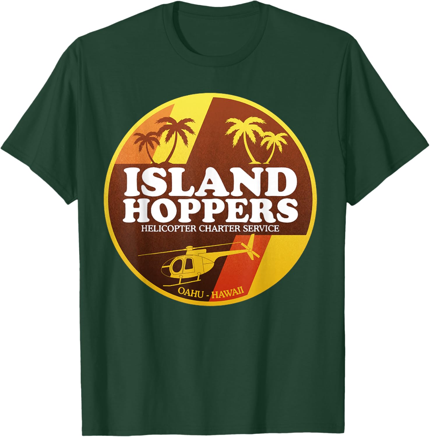 Island Helicopter Charter Service Hoppers 1980 T-Shirt - T-Shirt | Forest
