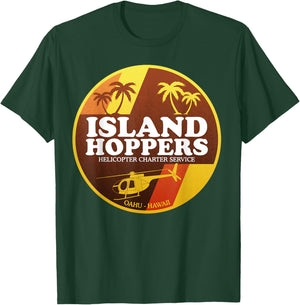 Island Helicopter Charter Service Hoppers 1980 T-Shirt - T-Shirt | Forest