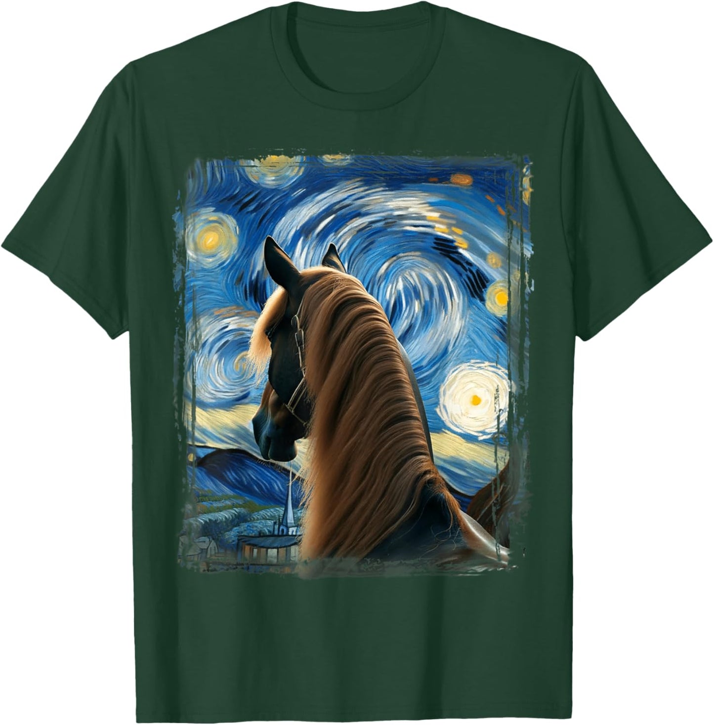 Horse Star Gazer Artistic Van Gogh Style Starry Night Horse T-Shirt - T-Shirt | Forest