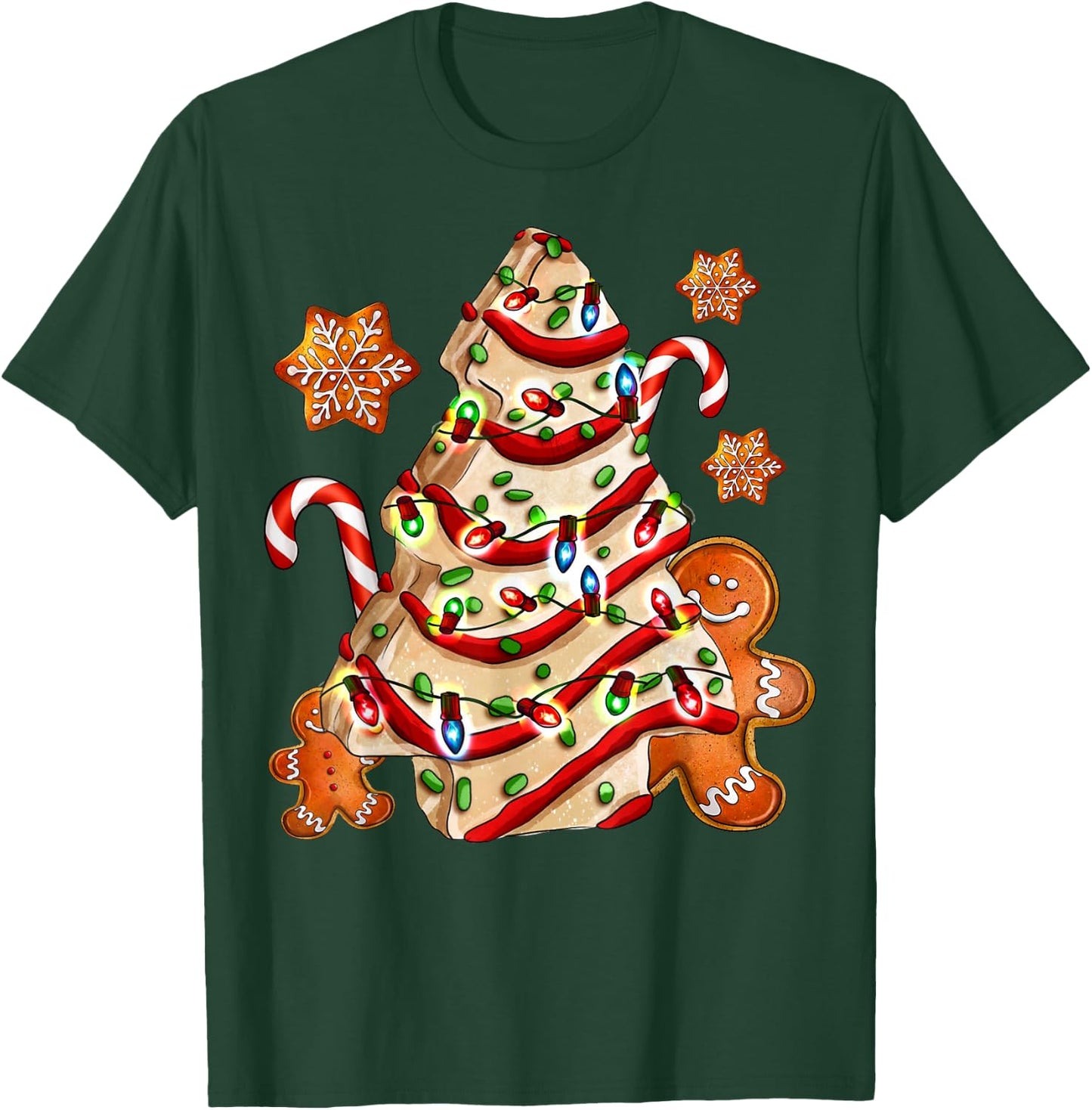 Christmas Tree Cakes Debbie And Gingerbread Cookies Pajamas T-Shirt - T-Shirt | Forest