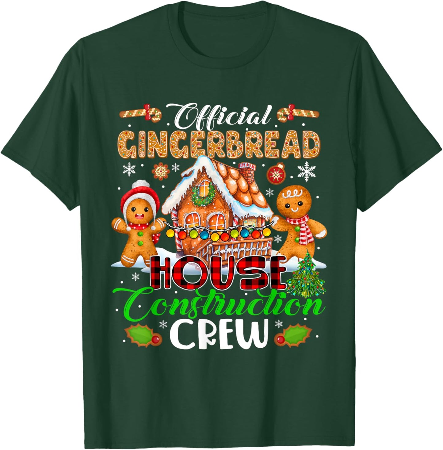 Official Gingerbread House Construction Crew Xmas Cookies T-Shirt - T-Shirt | Forest