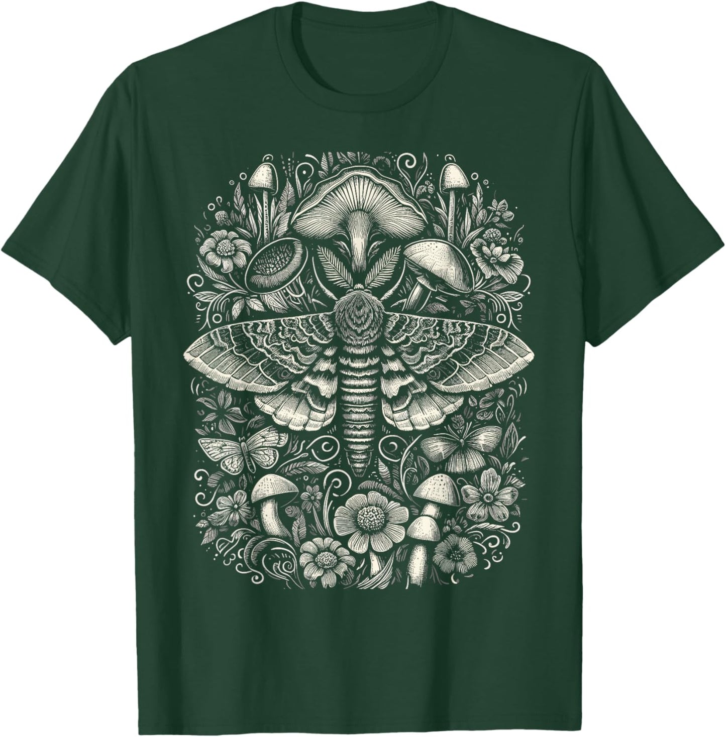Cute Fairycore Floral Moth Aesthetic T-Shirt - T-Shirt | Forest