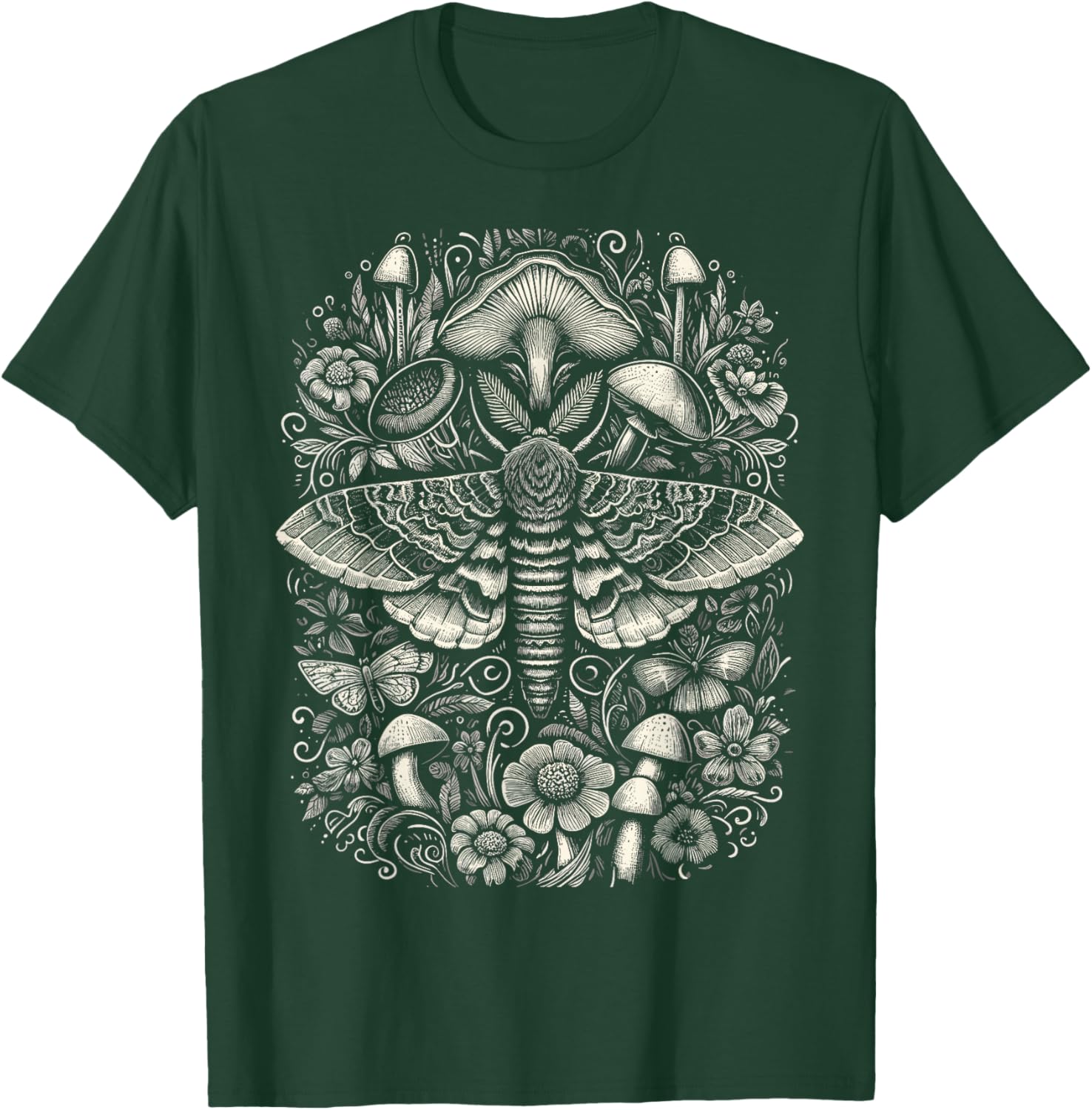 Cute Fairycore Floral Moth Aesthetic T-Shirt - T-Shirt | Forest
