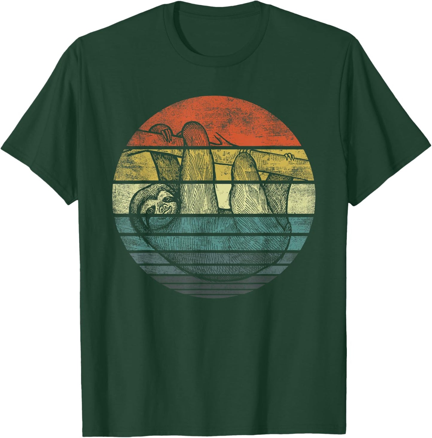 Sloth Lover Gifts Retro Sunset Funny Animal Sloth Silhouette T-Shirt - T-Shirt | Forest