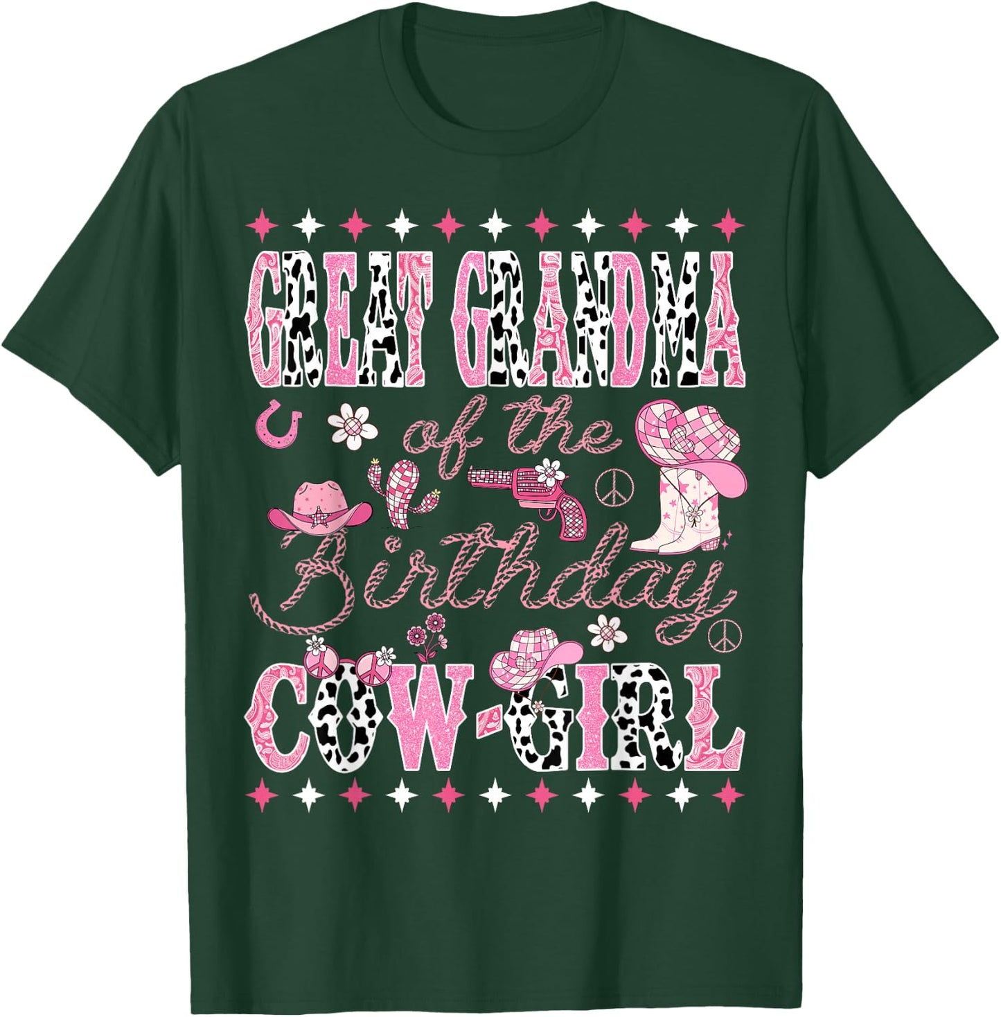 Great Grandma Of The Birthday Cow Girl Rodeo Great Grandma T-Shirt - T-Shirt | Forest