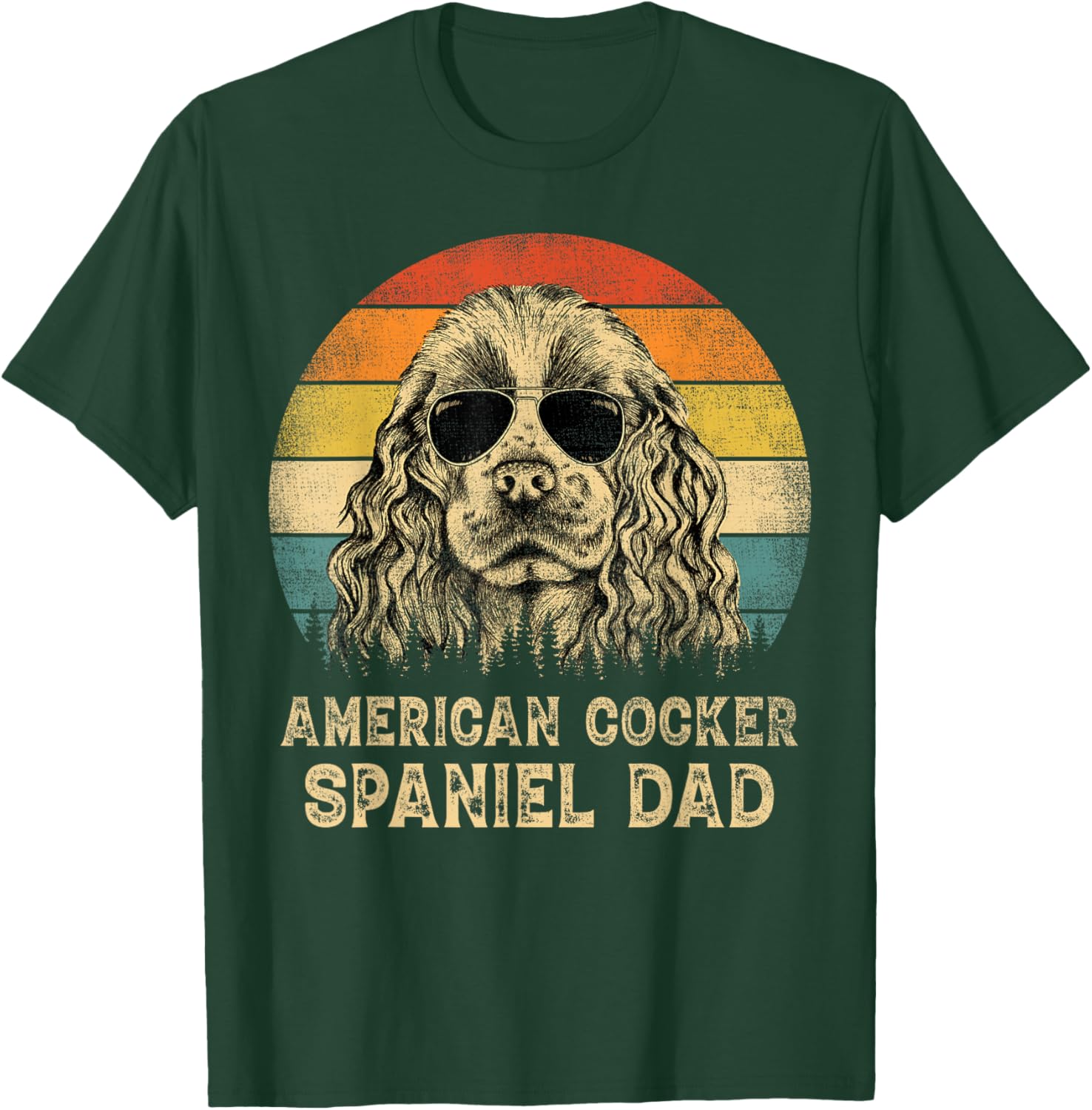 Vintage American Cocker Spaniel Dad Dog Lovers Father's Day T-Shirt - T-Shirt | Forest