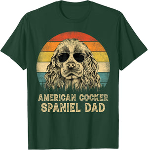 Vintage American Cocker Spaniel Dad Dog Lovers Father's Day T-Shirt - T-Shirt | Forest