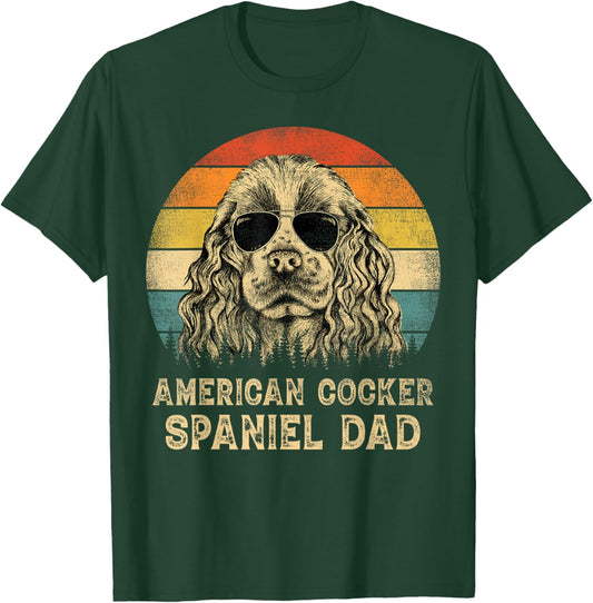 Vintage American Cocker Spaniel Dad Dog Lovers Father's Day T-Shirt - T-Shirt | Forest