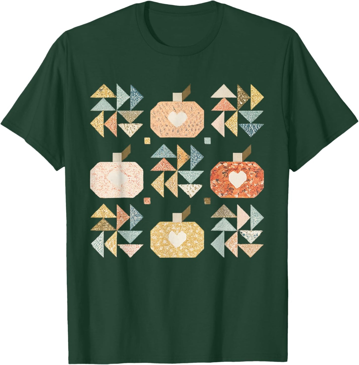 Patchwork Quilter Fall Pumpkin Quilt Block Autumn Quilting T-Shirt - T-Shirt | Forest