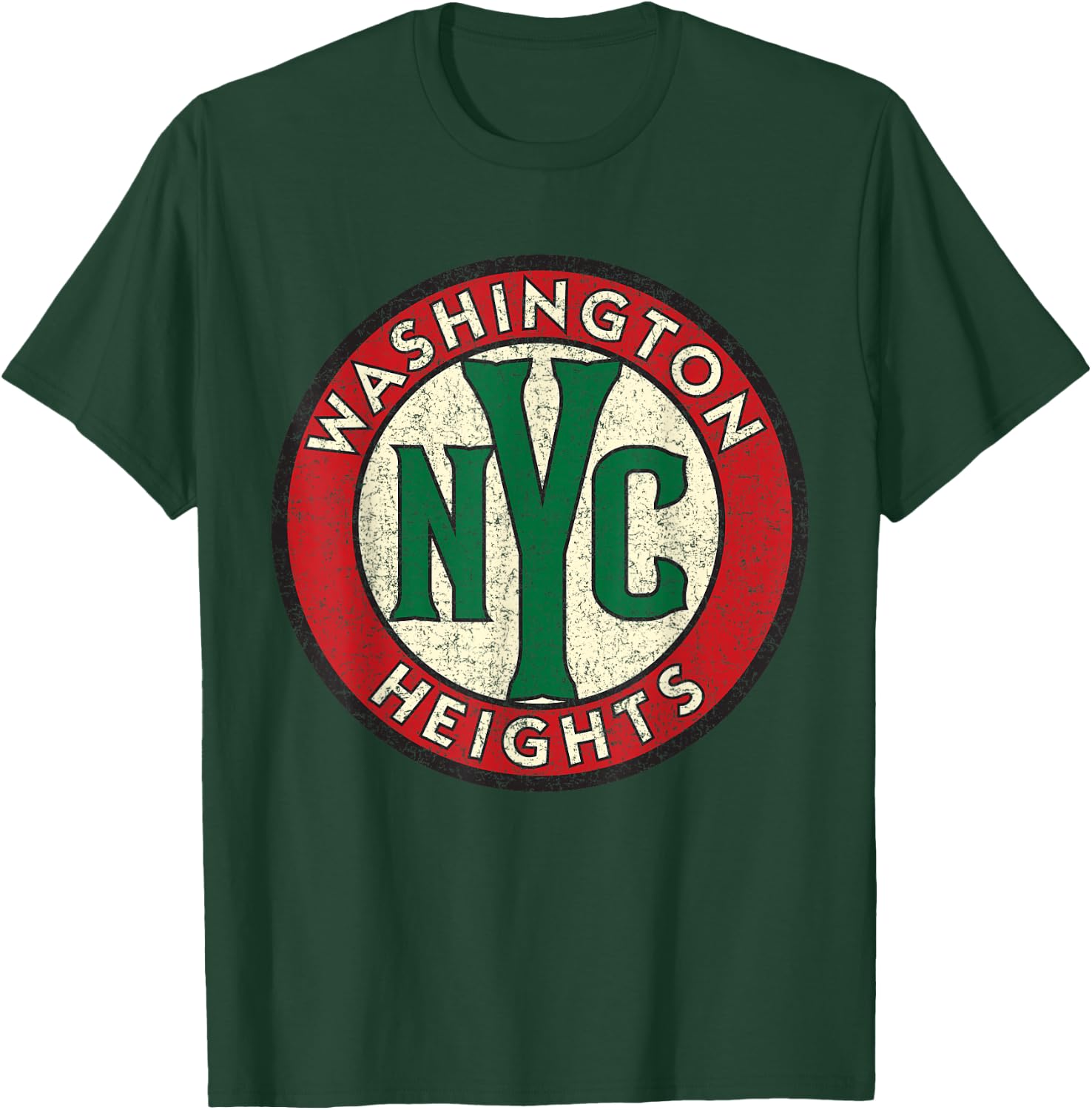 Washington Heights NYC Circle Sign Distressed Print T-Shirt - T-Shirt | Forest