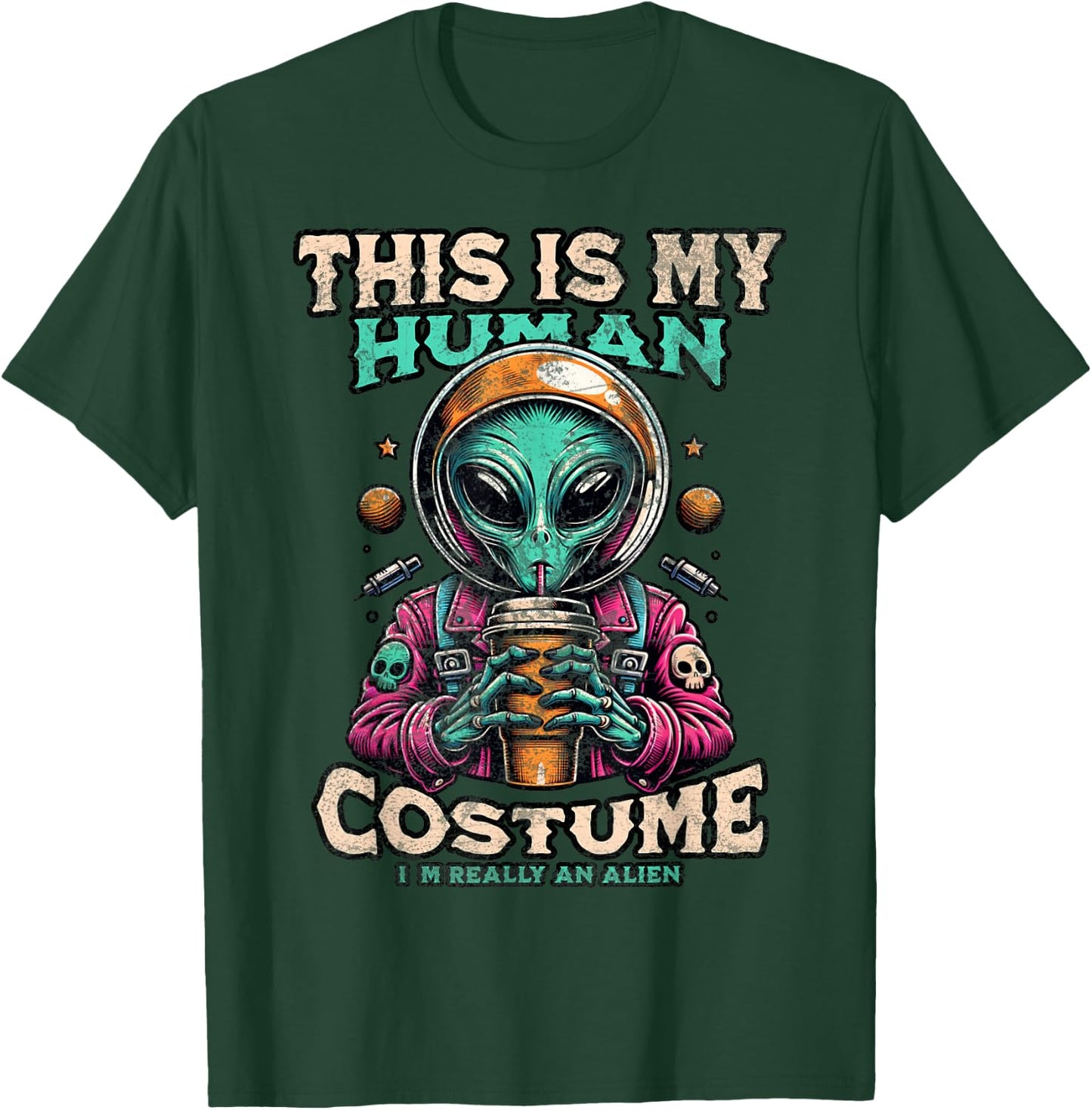 This Is My Human Costume Funny Alien Halloween T-Shirt - T-Shirt | Forest